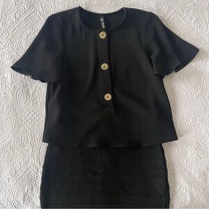 Zara chic black top with gold button details